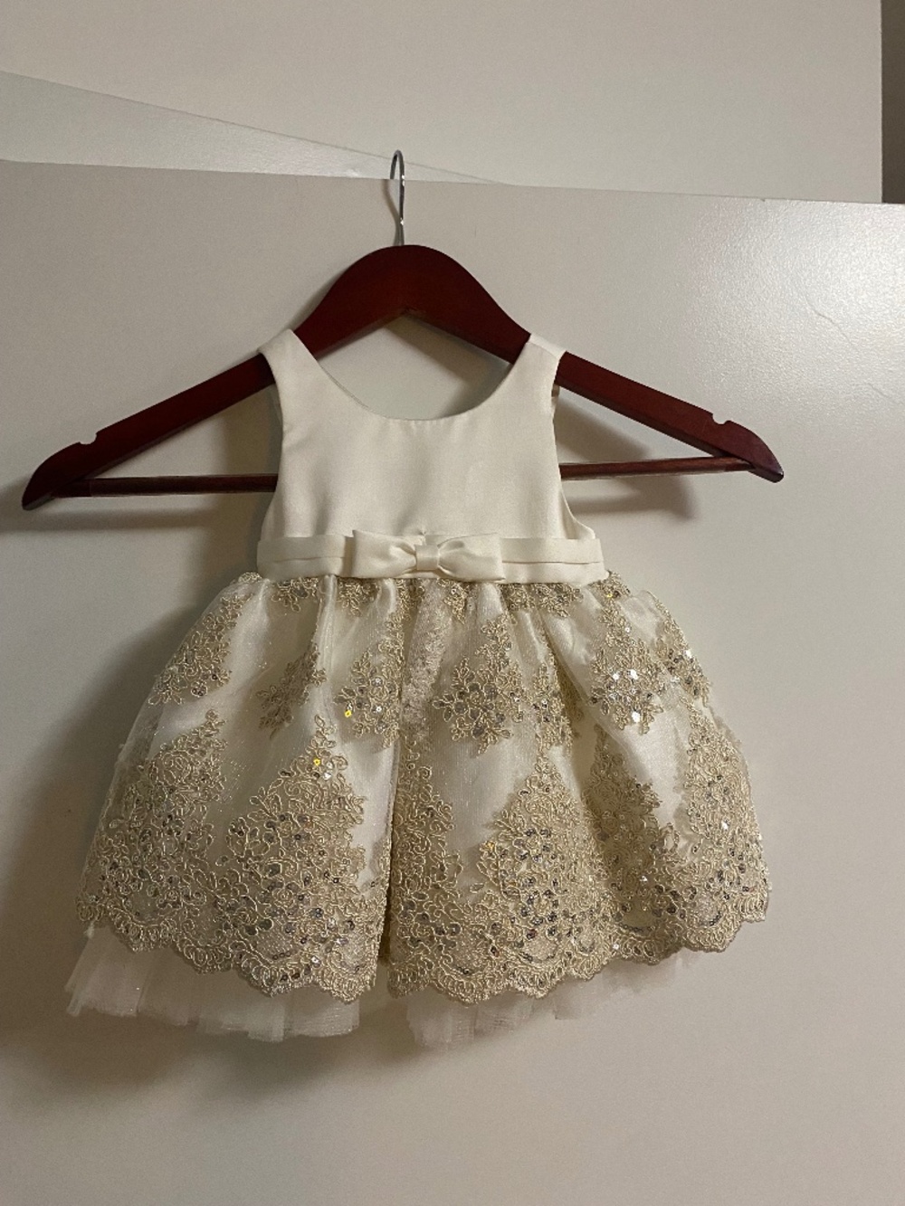 American Princess White/Gold Embellished Formal Dress- 12 Months